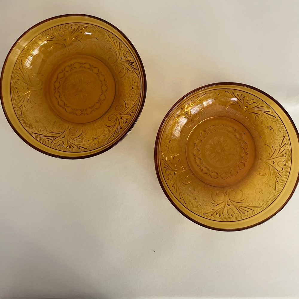 Amber Pressed Glass Bowls